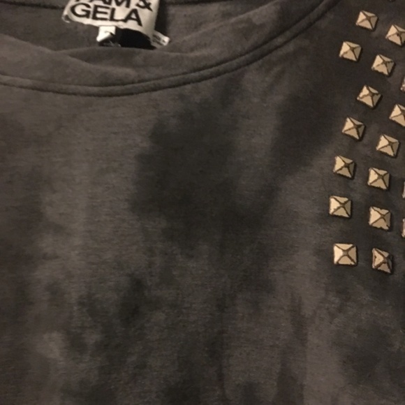 Pam & Gela Studded Fleece Gray Tie Dye Sweatshirt - Picture 6 of 11